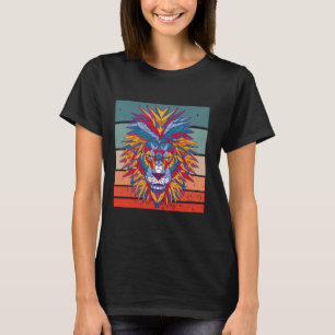 T-shirt Lion abstrait coloré art géométrique forme moderne