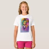 T-shirt Lion Abstrait Face Mystical Imaginaire Art (Devant entier)