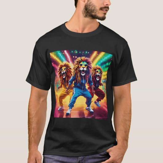 T-shirt Lion Animé Majestic Tee" (Devant)