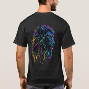 T-shirt Lion artistique néon esthétique rétro