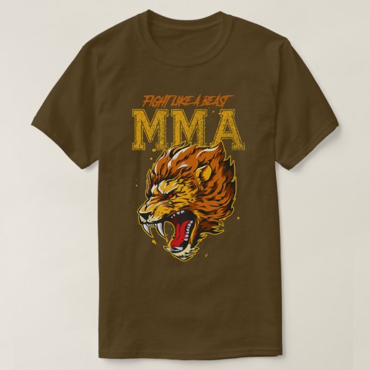 T-shirt Lion Arts martiaux mixtes MmaMotivation Bête comba (Design devant)