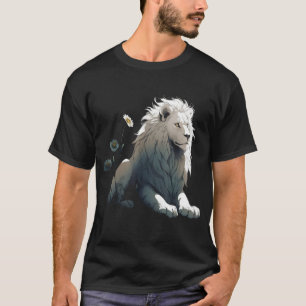 T-shirt Lion Artwork Fleurs Zoo Animal Lion