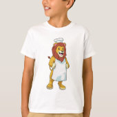 T-shirt Lion as Cook with Chef Cooking apron (Devant)