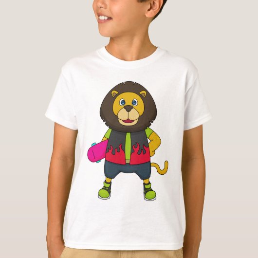 T-shirt Lion as skater with skateboard (Devant)