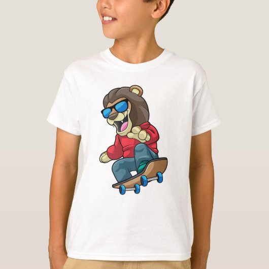 T-shirt Lion as skater with skateboard (Devant)