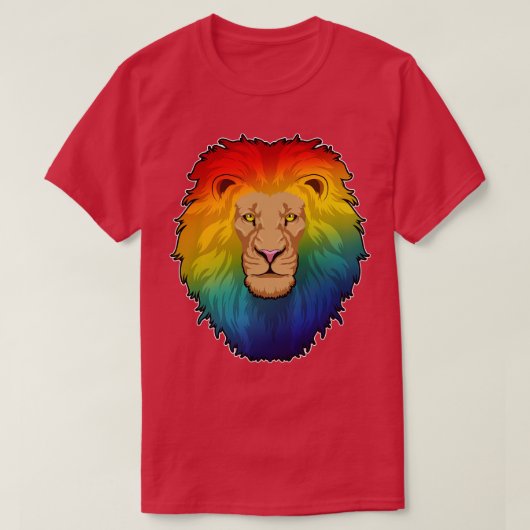 T-shirt Lion aux couleurs arc-en-ciel (Design devant)