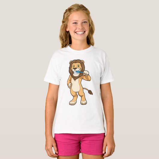 T-shirt Lion avec brosse à dents (Devant entier)