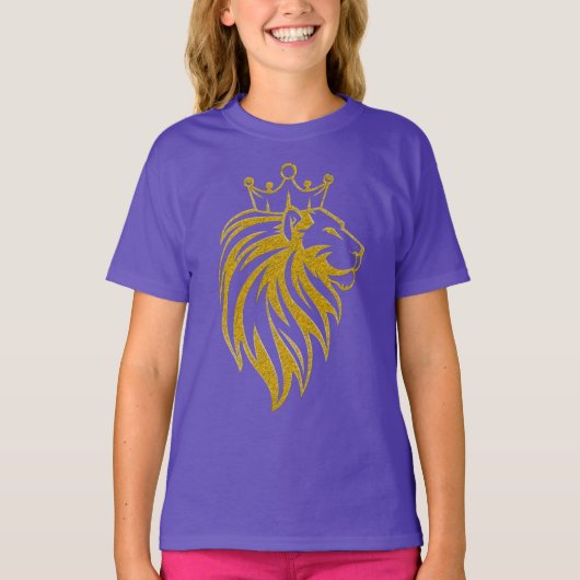 T-shirt Lion Avec Couronne - Style Or 2 (Devant)