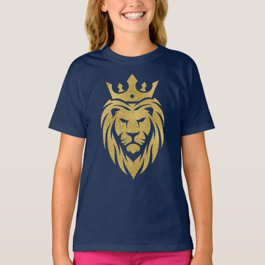 T-shirt Lion Avec Couronne - Style Or 3 (Devant)