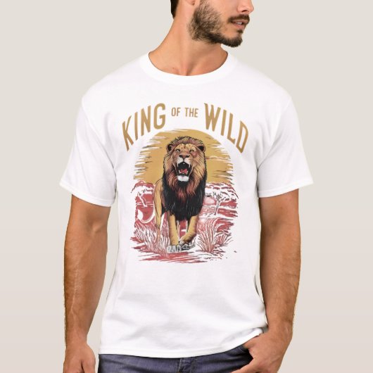T-shirt Lion avec des mots : Roi du Sauvage (Devant)