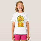 T-shirt Lion avec Fleur de tournesol (Devant entier)
