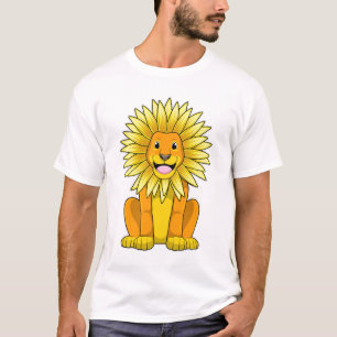 T-shirt Lion avec Fleur de tournesol