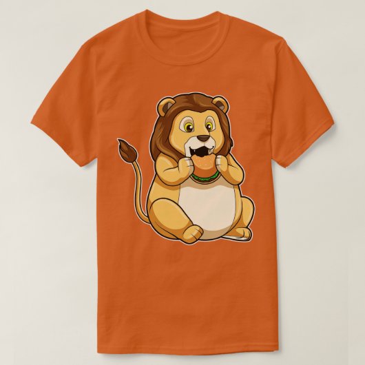T-shirt Lion avec hamburger (Design devant)