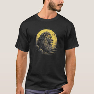 T-shirt Lion avec Pleine lune en Lion Arrière - plan