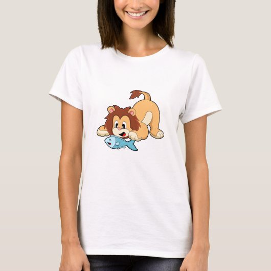 T-shirt Lion avec poisson (Devant)