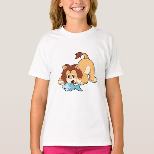 T-shirt Lion avec poisson (Devant)