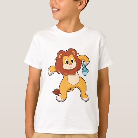 T-shirt Lion avec poisson (Devant)