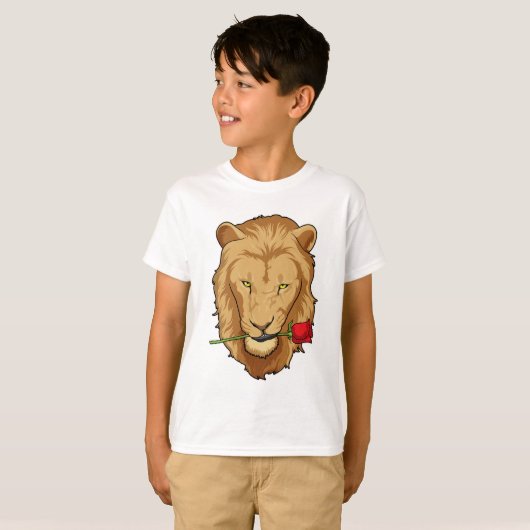 T-shirt Lion avec Rose (Devant entier)