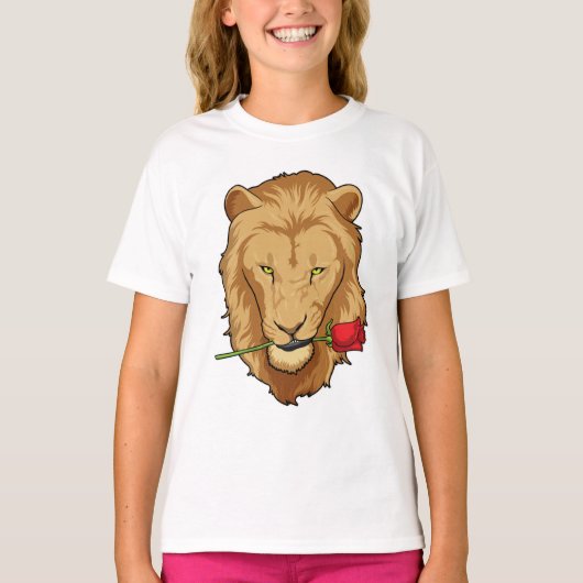 T-shirt Lion avec Rose (Devant)