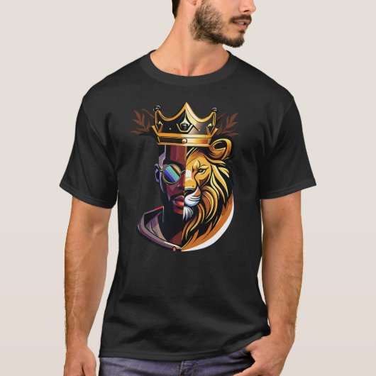 T-shirt Lion Black Man King Black History Melanin African  (Devant)