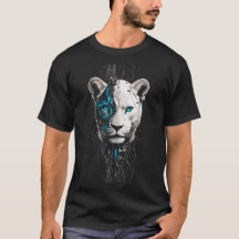 T-Shirt Lion Blanc aux Yeux Bleus | Graphique de L