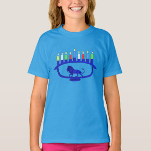 T-shirt Lion bleu Menorah