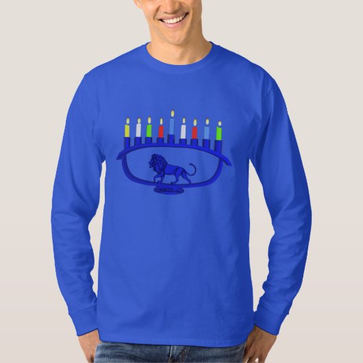 T-shirt Lion bleu Menorah (Devant)