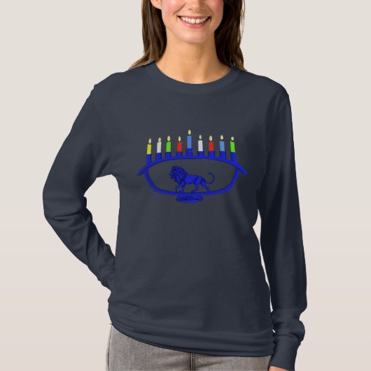 T-shirt Lion bleu Menorah (Devant)