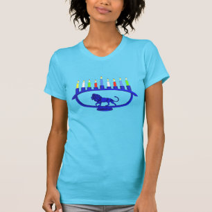 T-shirt Lion bleu Menorah