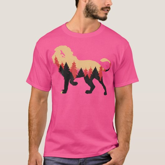 T-shirt Lion Camping Nature Et Chemise Randonnée Avec Forê (Devant)