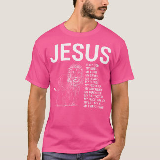T-shirt Lion Christian Jésus Est Mon Dieu Roi Seigneur Et