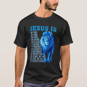 T-shirt Lion Christian Jésus est mon Dieu Roi Seigneur et