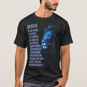 T-shirt Lion Christian Jésus Est Mon Roi, Dieu, Seigneur E