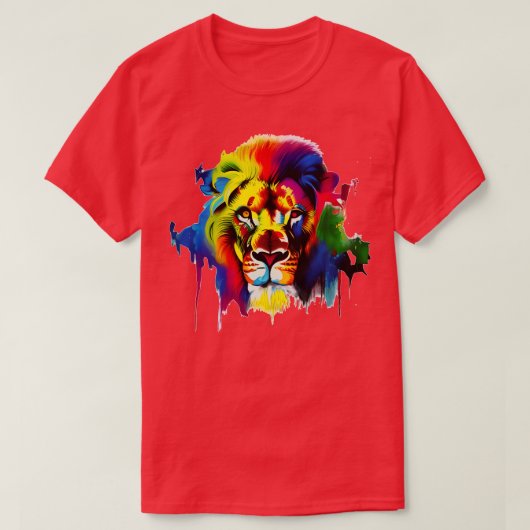 T-shirt lion coloré (Design devant)