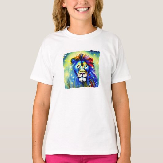 T-shirt lion coloré (Devant)