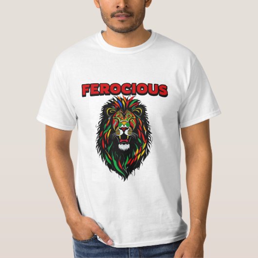 T-shirt Lion coloré féroce (Devant)