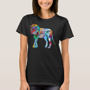 T-shirt Lion coloré Lion peinture abstraite Lion