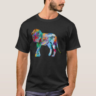 T-shirt Lion coloré Lion peinture abstraite Lion