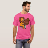 T-shirt Lion comique jouant du piano (Devant entier)