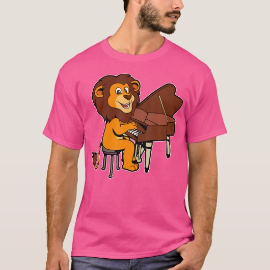 T-shirt Lion comique jouant du piano (Devant)