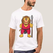 T-shirt Lion comme guerrier avec Spear (Devant)