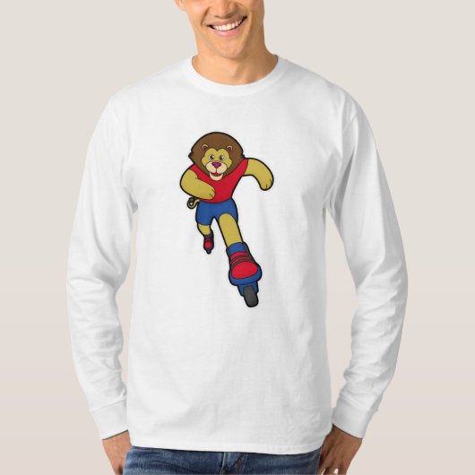 T-shirt Lion comme patineur avec patins en ligne (Devant)