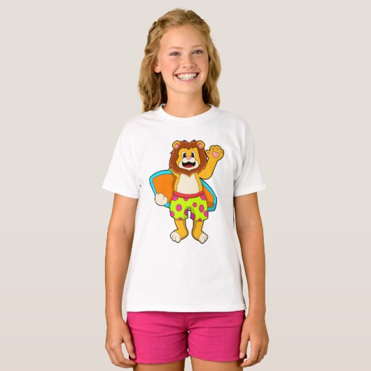 T-shirt Lion comme surfer avec Surfer (Devant entier)