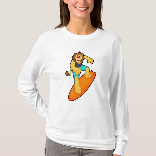T-shirt Lion comme surfer avec Surfer (Devant)