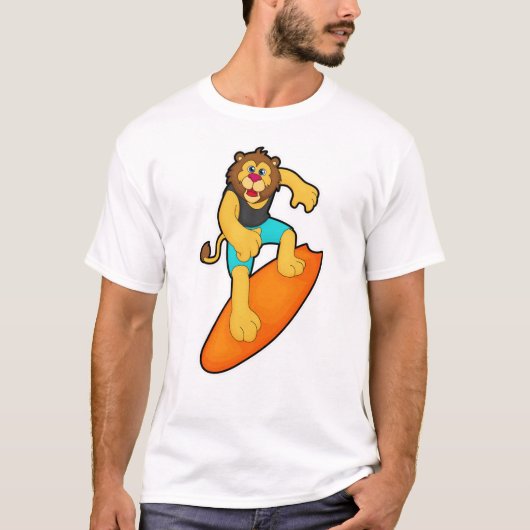 T-shirt Lion comme surfer avec Surfer (Devant)