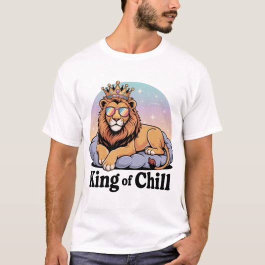 T-shirt Lion cool avec Couronne & Lunettes de soleil Desig (Devant)
