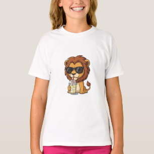 T-shirt Lion Cool Buvant de la Limonade Enfants