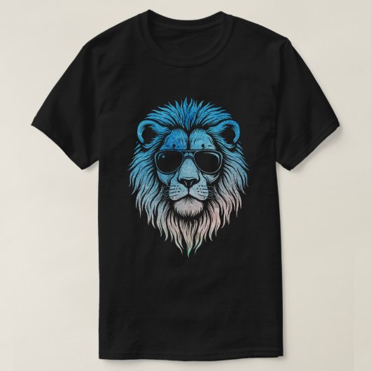 T-shirt Lion cool portant lunettes de soleil Artwork Lion (Design devant)