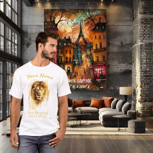 T-shirt Lion Cyber Or – Nom Personnalisé Esprit Futuriste