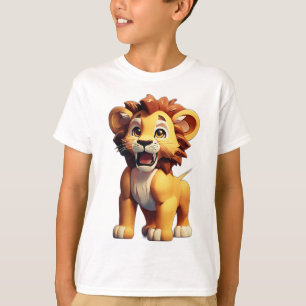 T-shirt Lion de dessin 3D - Cub de cris solide et jouable